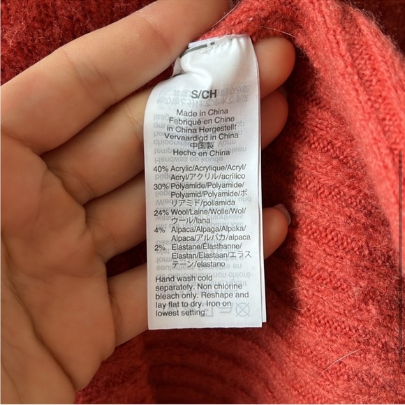 Madewell Fulton Pullover Rolled Neck Sweater Copper Orange Cashmere Alpaca S - Picture 3 of 5